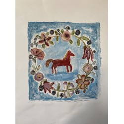 39."Красная лошадка". 38 х 45 см. Бумага, масло, без оформления.